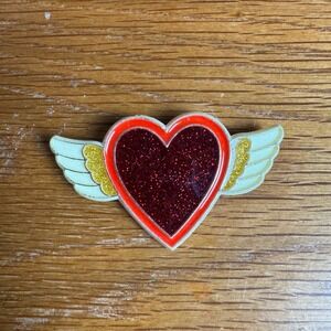 1984 Hallmark Heart Wings Pin Brooch Vintage Collectible Plastic Flying Heart